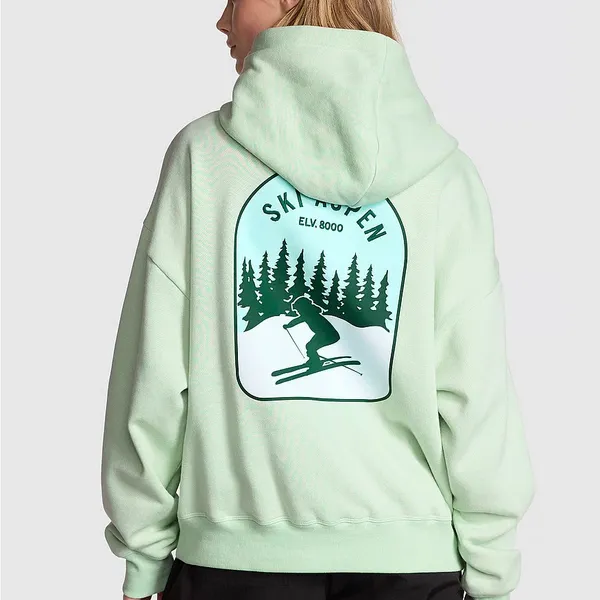 Victoria’s Secret PINK Mint Green Ski Aspen Campus Hoodie Large - Image 2