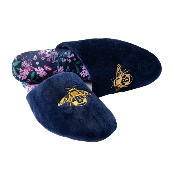 NWT Bridgerton Izzy & Liv Womens Enchanting Floral Bee Slippers Navy Blue 6M - Image 3