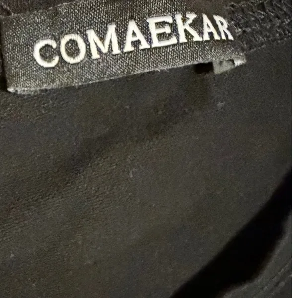 Comaekar Black Graphic‎ T-Shirt Dress Sequin Crane Bird Script Long Sleeve Mini - Image 3