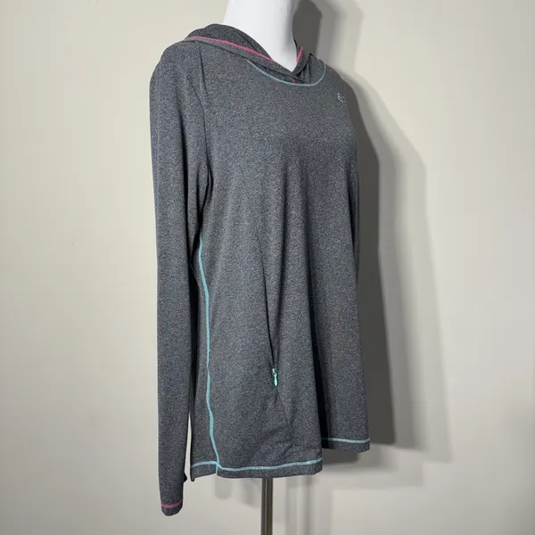 Fox Head Hoodie Top Womens Large Gray Long Sleeve Zip Pocket Graphic Lightweight - Image 14