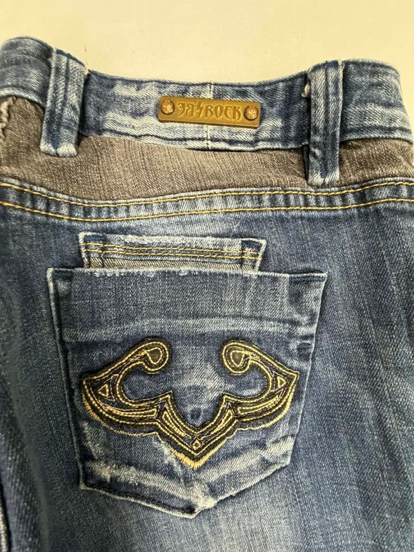 ReRock for Express Womens Embroidered Bootcut Blue Jeans - Image 4