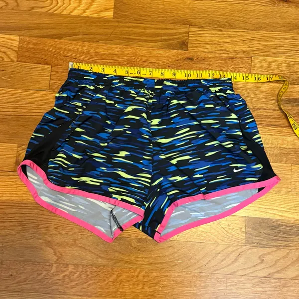 Nike Women’s Medium Blue Neon Lined Running Shorts Athletic Sporty Athleisure - Image 2