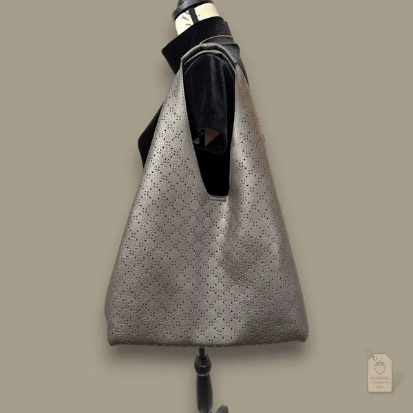 Montana West Silver Hobo Bag & Wallet Set | Perforated Shoulder Bag - Image 2