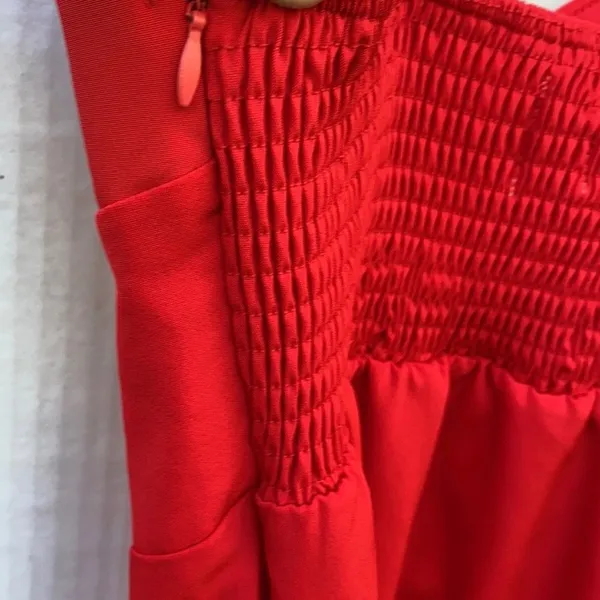 Princess Polly size 8 Red Zuri Plunge Pleated Bust Fitted Sheath Mini dress-DEFECT - Image 6