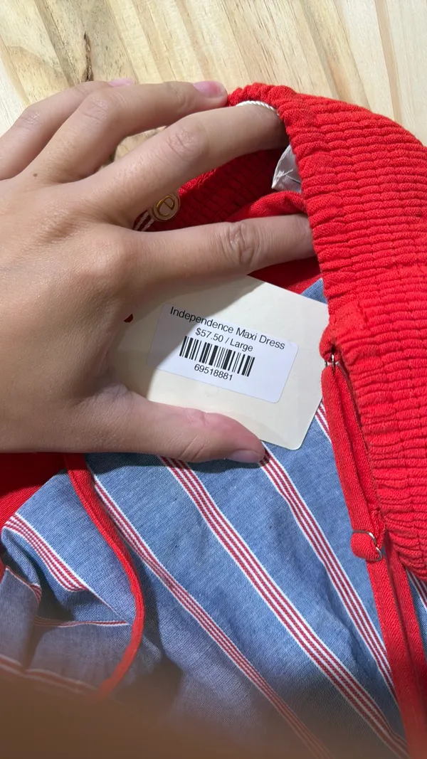 Red and blue spaghetti strap dress Size L - Image 2