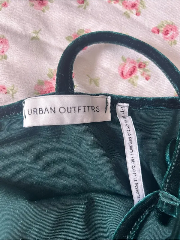 Urban Outfitters Forest Green Velvet High-Neck Tank - Image 3