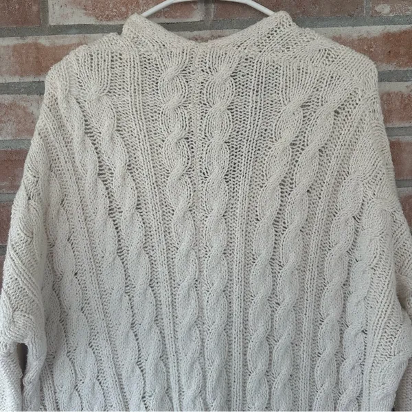Free People Easy Cable Knit Sweater Drop Shoulder Oversized Women’s XS Beige - Image 9