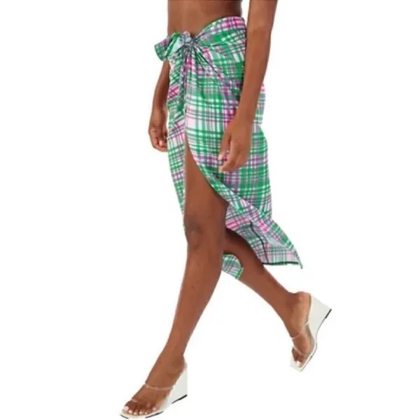 Revolve Plush Plaid Sarong Skirt(Size Medium) - Image 2