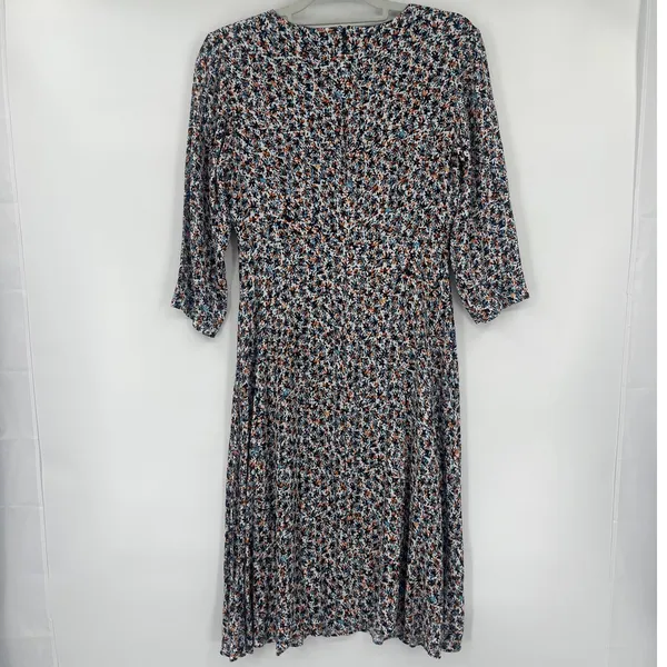 Loft Ditsy Floral Midi Dress Sz 4 Cottagecore Boho Fall Artsy Office 3/4 Sleeve - Image 6