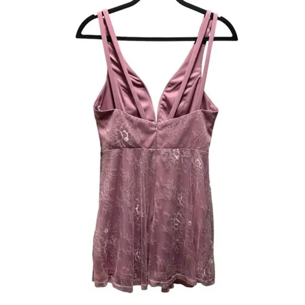 Lulus Womens Fueled By Love Mauve Purple Lace Skater Dress Size Medium - Image 2