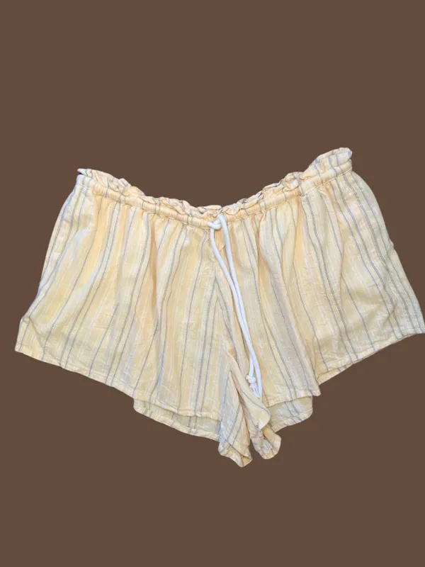 Universal Thread Yellow Striped Linen Shorts Set Size L - Image 6