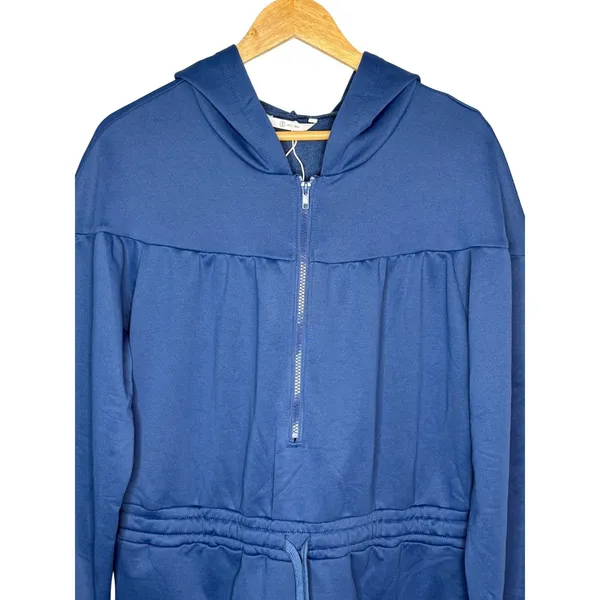 Cicy Bell‎ Hooded Romper Women XL Blue Zip Up Athleisure Short NWT Jumpsuit - Image 3