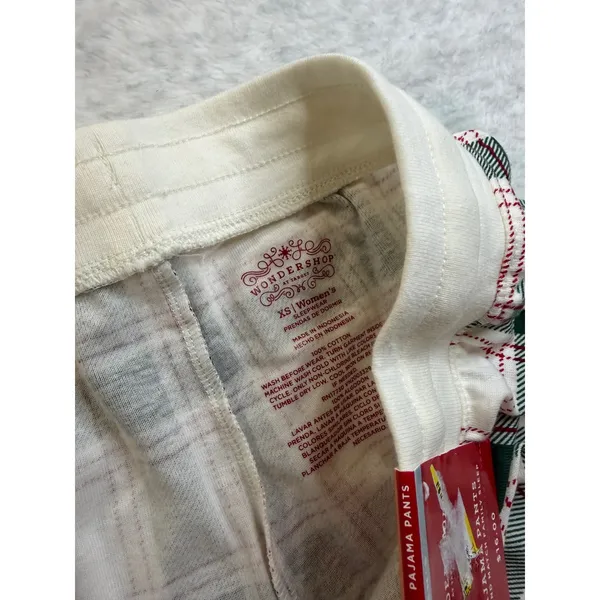 Wondershop Target Womens XS Pajama Pants Green Red White‎ Plaid Cotton Sleepwear - Image 3