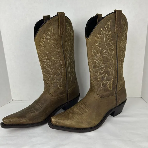 Laredo Cowgirl Boot Women Sz 6M Distressed Brown Leather Western Point Toe 50194 - Image 2
