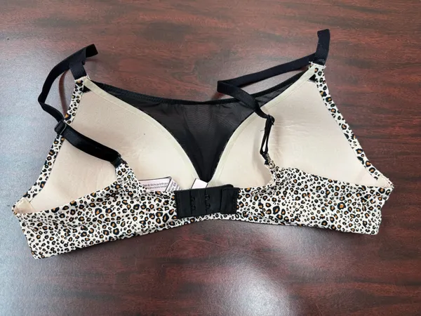 Victoria’s Secret Leopard Print Bra with Mesh No Wire Bra Size 34A - Image 2