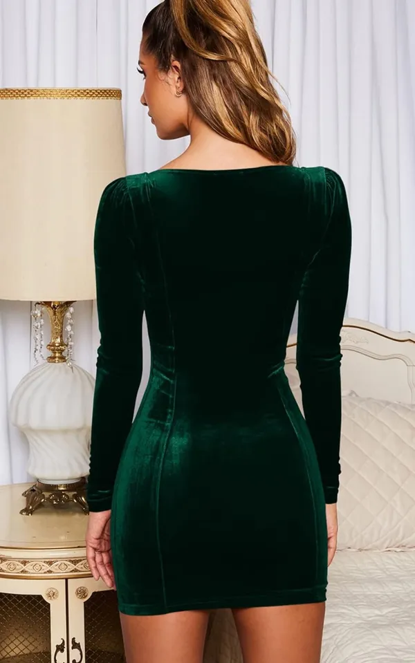 Velvet Green Dress - Image 3