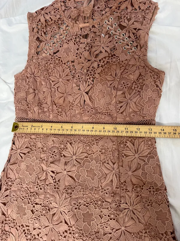 Bardot Paris Lace High Neck Dress Pink Size 4 NWT Cocktail Wedding Guess - Image 9