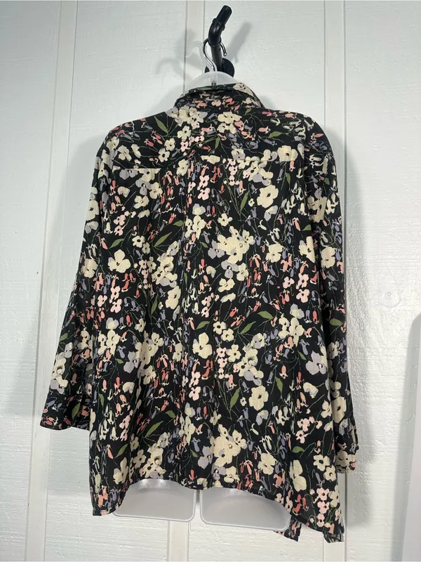 Ralph Lauren Black Floral Button Down Top Size 3X EUC - Image 5