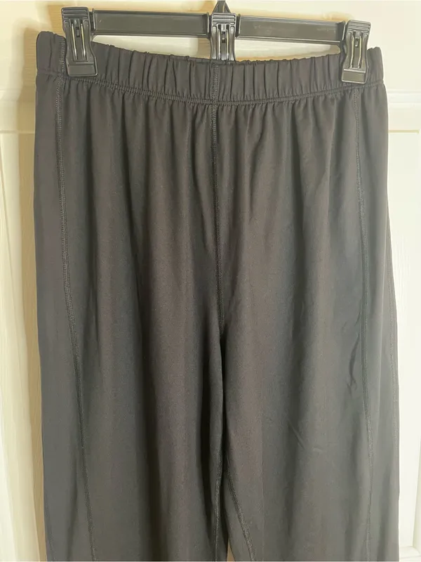 L.L. Bean Women’s Black Elastic-Waist Wide Leg Track Pants Size Medium - Image 4