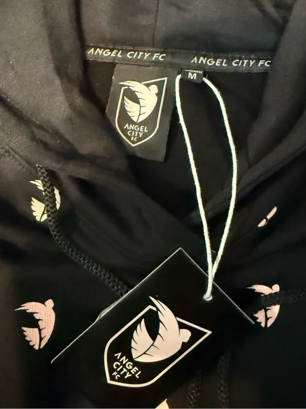 Angel City FC Black All Over Logo Hoodie Sweatshirt Size M - Image 4