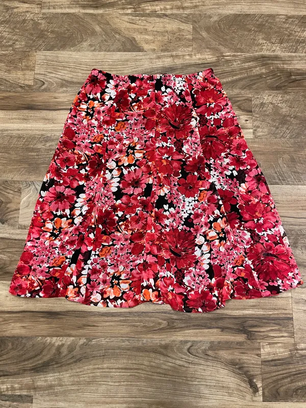 Laura Scott Women’s Floral Full Midi Skirt - Red Multi Size Medium - Image 2