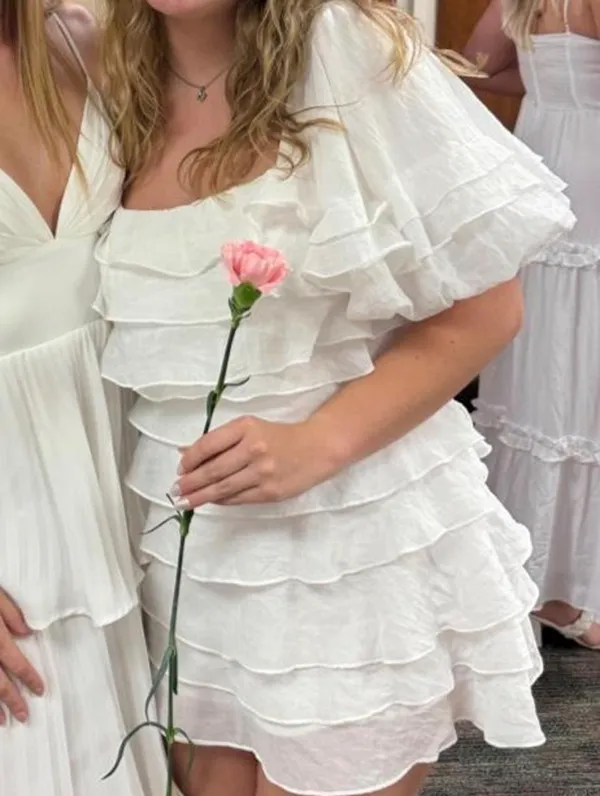 White ruffle blouse with tiered ruffles  - Image 4