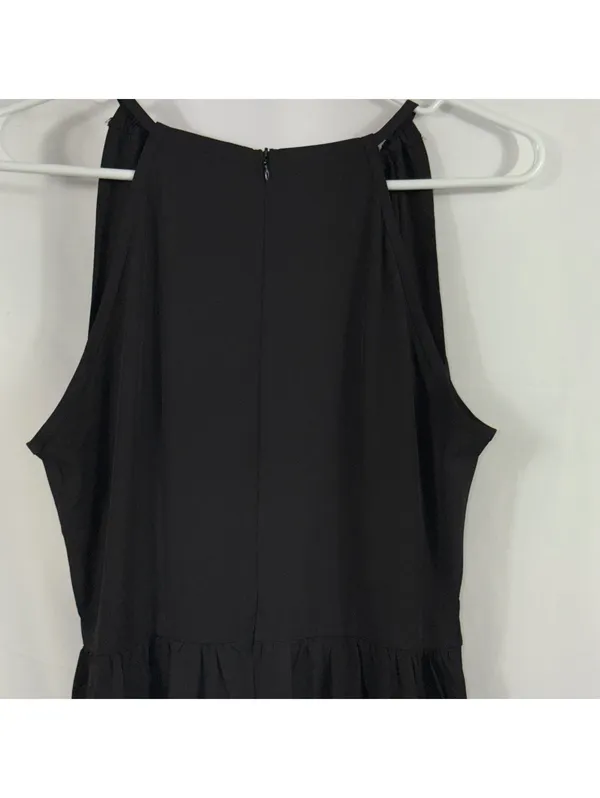 Women’s Black Sleeveless High-Low Ruffle Hem Midi Dress Size S - Image 8