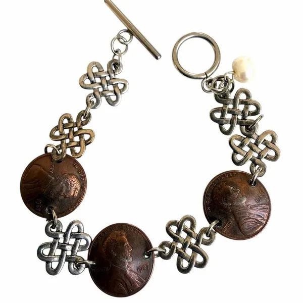 Handmade Penny & Celtic Knot Charm Bracelet - Image 2