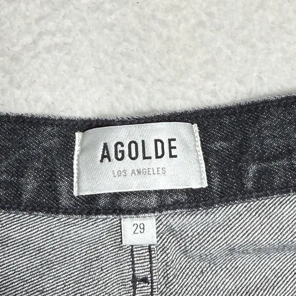 Agolde Womens Dame Jeans Size 29 Wide Leg Button Fly Ditch Black Cuffed - Image 2