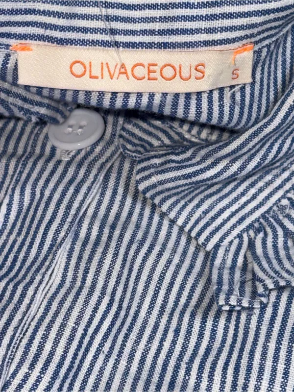 Olivaceous Becca 100% Linen Striped Shirt Dress‎ Cottagecore Preppy Coastal S - Image 4
