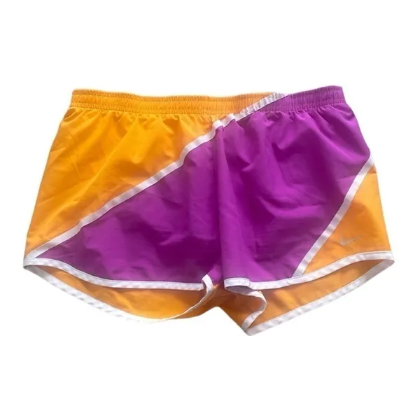 Nike Dri-Fit Size Medium Orange and Purple Running Athletic Shorts - Image 3