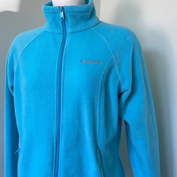 Columbia Aqua Blue Fleece Full Zip Jacket Medium - Image 2