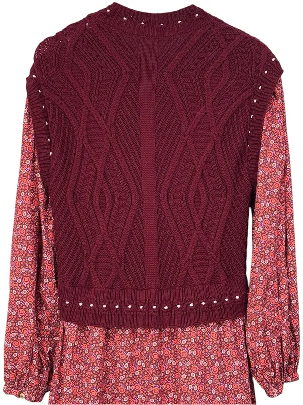 By Anthropologie Layered Burgundy Sweater Dress Size Large Womens - Image 8