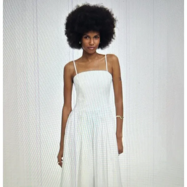 Madewell $148 White Poplin Seamed Maxi Dress Open Back Adjustable Straps Size 6 - Image 2