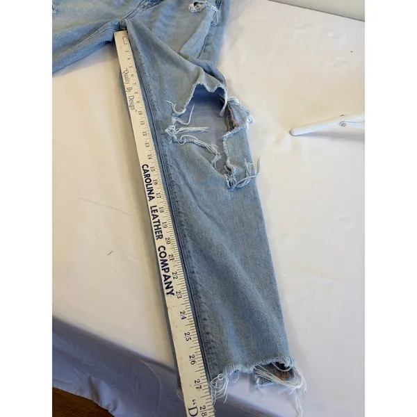 American Eagle Curvy Mom Jeans Light Wash Distressed‎ High Rise Blue Denim 26x26 - Image 4