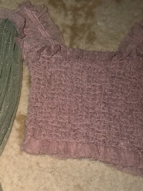 Nwot FREE PEOPLE Nothing Sweeter Top lace mesh pink / green summer cottage boho - Image 4