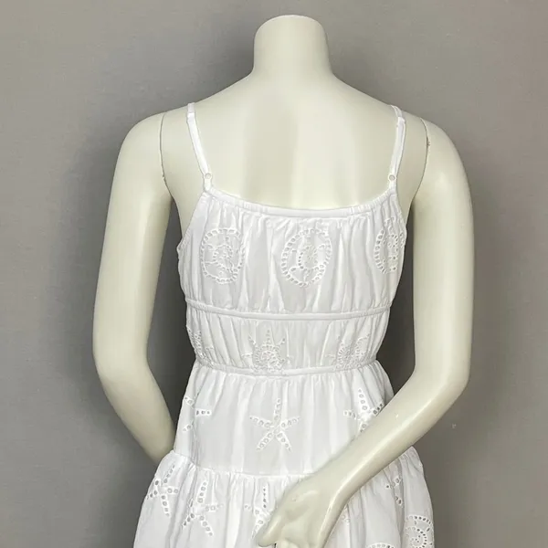 Sim & Sam Eyelet Dress Beachy Seashell Sun Star Nautical White Milkmaid Pockets - Image 7