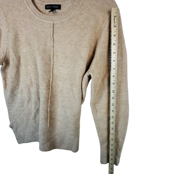 Banana Republic womens L beige crewneck sweater merino wool neutral‎ pullover - Image 7