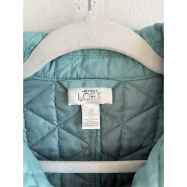 Ann Taylor Loft Women's Mint Green Quilted Puffer Jacket Lightweight Size‎ 10 - Image 6