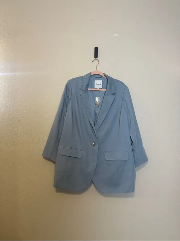 Madewell The Plus Larsen Blazer‎ in Drapeweave In Overcast Size 2X NWT - Image 5