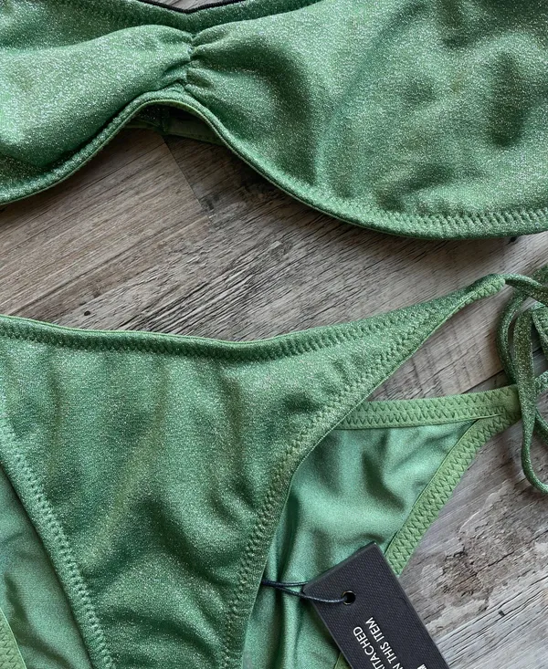 New! swim suit bikini fawn green sparkle - Image 5