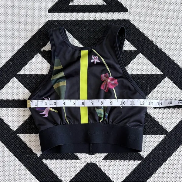 Noli Yoga Aria Vertical Stripe Floral Sports Bra Small - Image 3
