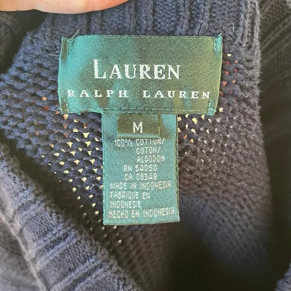 Lauren Ralph Lauren Women's Vintage Navy Pullover Sweater Size M - Image 8