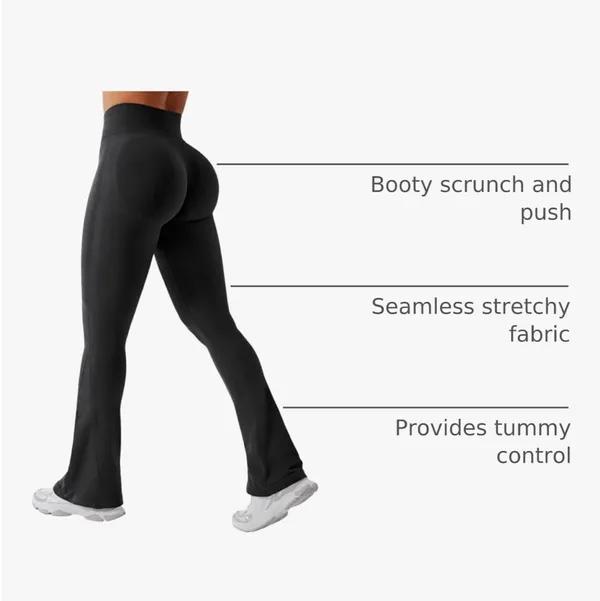 YEOREO Mini Flare Leggings Womens Workout Butt Lifting Legging Hidden Scrunch Seamless - Image 5