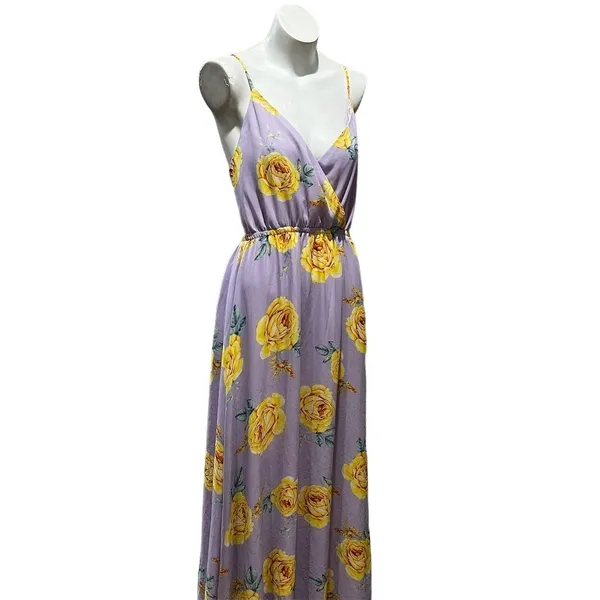 Lulus Lavender Floral Print Backless Maxi Dress Size M Sleeveless V-Neck - Image 4