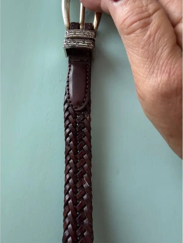 Talbots Genuine Leather Braided Brown Belt Size L - Image 4