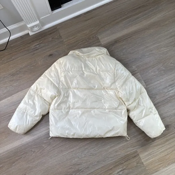 A New Day Women’s Cropped Puffer Jacket Pearl Medium Shiny Y2K Streetwear - Image 6