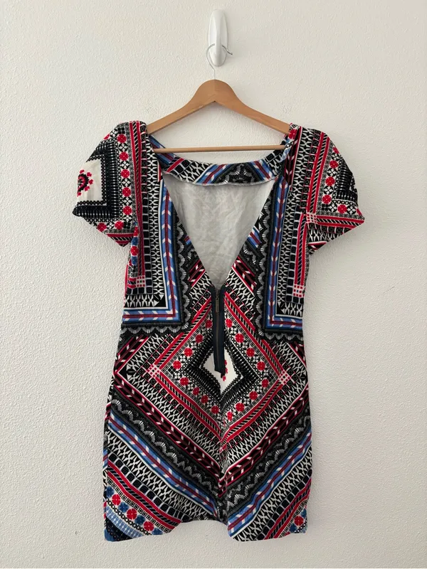 Farm Rio geometric mini dress in red and blue - Image 2