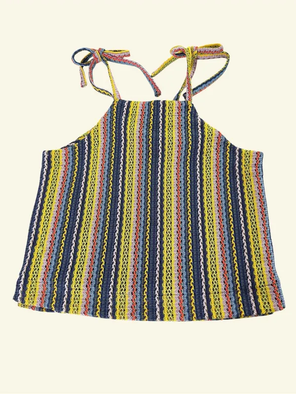 Madewell Texture & Thread Striped Tie Strap Tank Top Size Small Boho Crochet - Image 2
