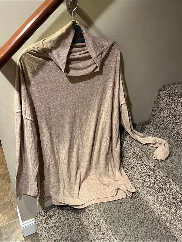 Free People Soft Beige Cowl-Neck Tunic - Image 2